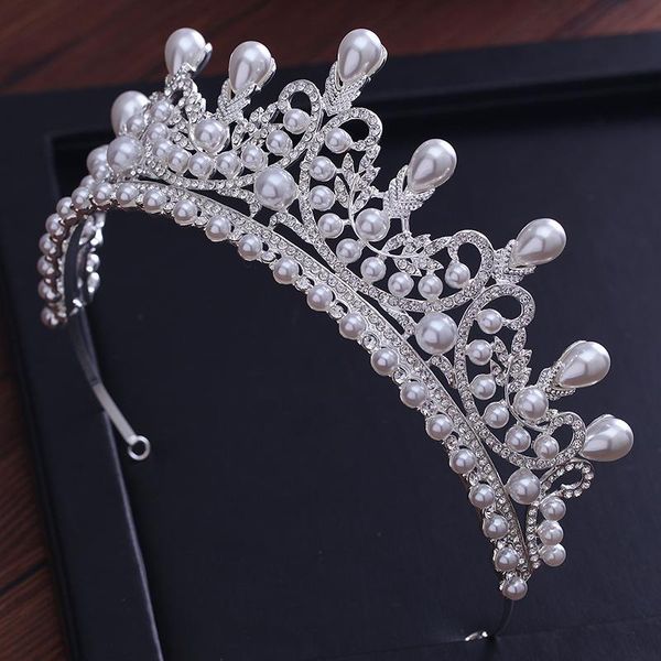 

hair clips & barrettes luxury pearl princess pageant tiaras and crowns engagement wedding accessories for bridal jewelry shine crystal crown, Golden;silver