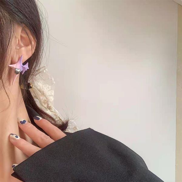 

925 silver needle color contrast gradient four star south designer east gate simple love fashion personality earrings, Golden