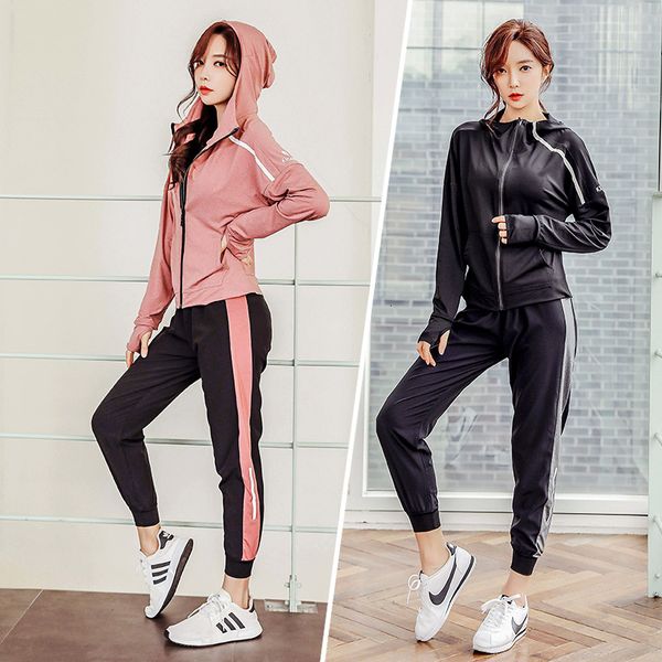 

women's yoga tights sportswear running fitness suit autumn, Gray