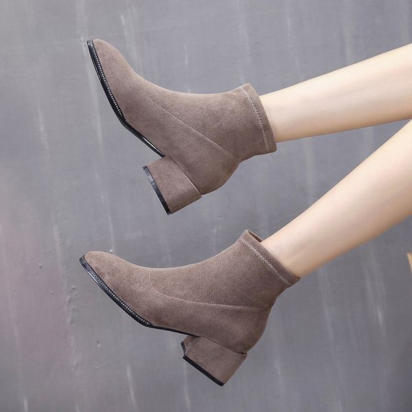 

boots 2021 women's elastic force thick high, Black