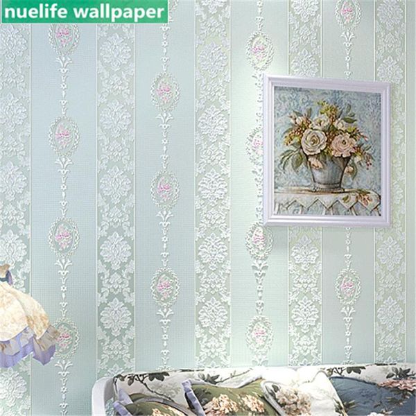 

wallpapers 0.53x10m european flower striped garden non-woven wallpaper bedroom wedding room kids living tv background wall paper