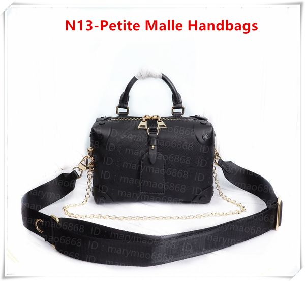 

fashion women designer shoulder crossbody bags petite malle souple square handbag rivet leather embossed lady emboss totes wallet purses wit