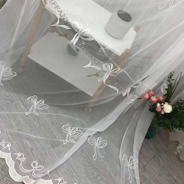 

special offer curtains european style bowknot key pattern tulle for children bedroom lliving room sheer lace bottom curtain & drapes