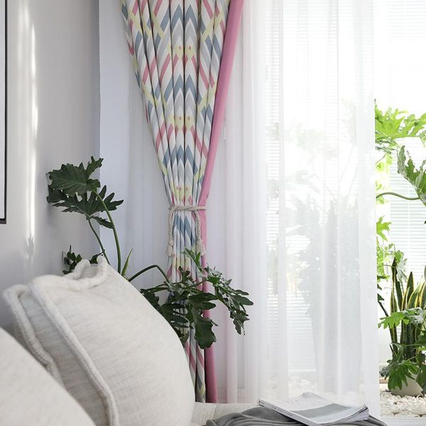 

curtain & drapes custom northern europe cotton and geometric printing decoration for living room bedroom curtains tulle