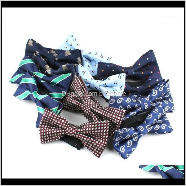 Gravata Gravatas Moda Aessórios Drop entrega 2021 LiIway Adulto Laço Laço Poliéster Jacquard Mens Listrado Meninos Grils Crianças Bebê Bowtie Set Custo