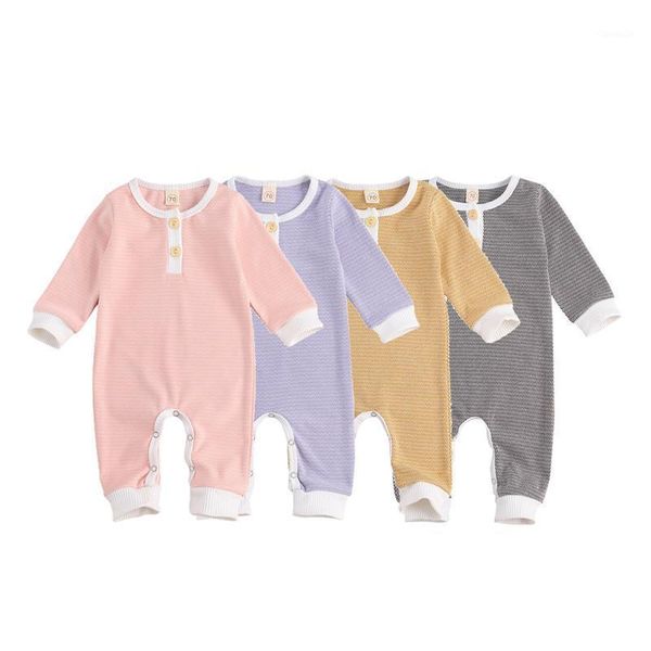 

jumpsuits 2021 baby spring autumn clothes born infant boy girl cotton romper long sleeve o-neck jumpsuit solid warm outfit, Blue