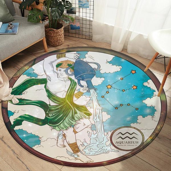 

carpets flannel rug baby family living room bedroom modern decoration fashion mat 2021 twelve aquarius constellation area