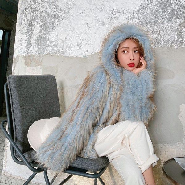 

women's fur & faux women 2021 winter fashion loose imitation mink coats female short hooded plush jackets ladies warm overcoats m609, Black