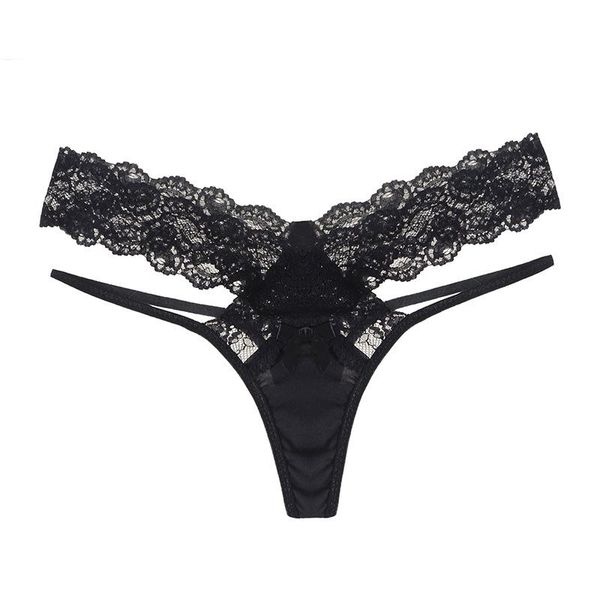 

women's panties underwear women bandage hollow out lace thong lingerie t back soft comfortable bowknot gift, Black;pink