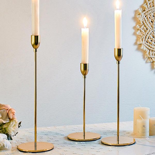 

candle holders 3pcs metal nordic candlestick golden wedding stand bar party living room table candelabra home decoration