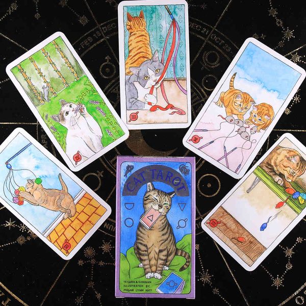 

cat card78 card with guidebook whimsical and humorous tarot deck stocking stuffer for kitten lovers divination board game