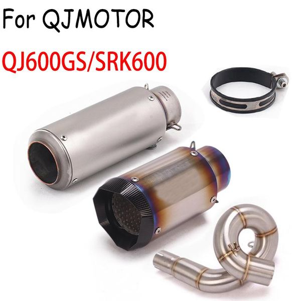 

motorcycle exhaust system for qjmotor qj600gs qj600 srk600 j600 full modified slip-on middle link pipe catalyst delete muffler