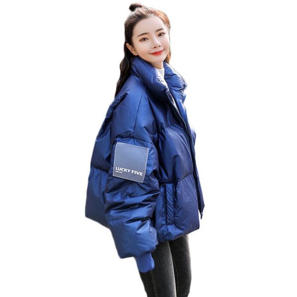 

down white duck korean glossy winter jacket loose thick short coat women warm down parka female outerwear, Black