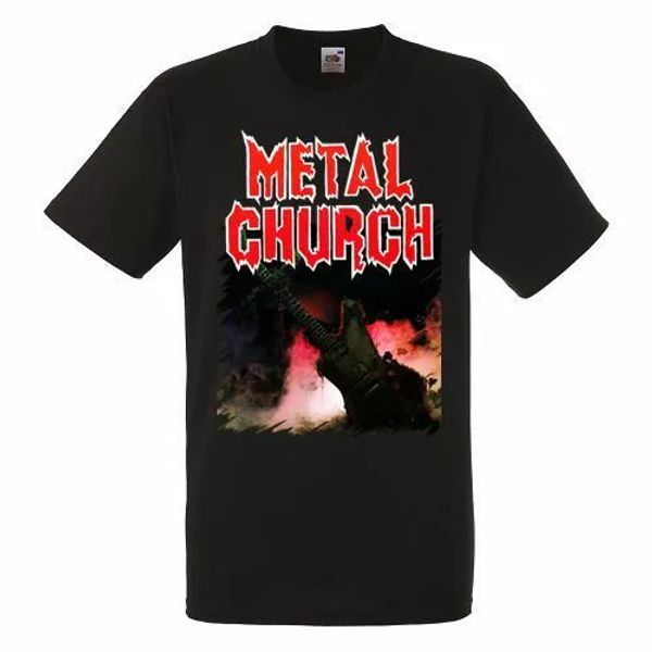 

metal church black mens t-shirt men rock band tee shirt, White;black