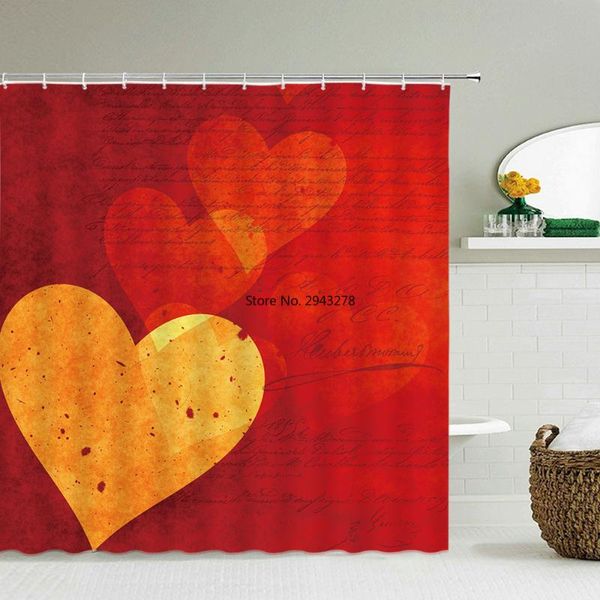 

shower curtains valentine's day romantic dream curtain printed love red heart bathroom with hooks waterproof fabric bath