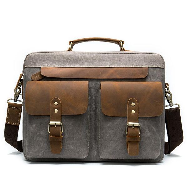 

lapsimple retro men briefcase bag crazy horse leather men's handbags shoulder bags fashion business 14 inch briefcases