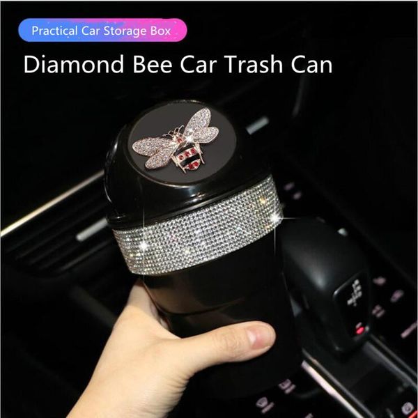 

creative diamond bee multifunctional storage box water cup car trash can bucket other interior accessories