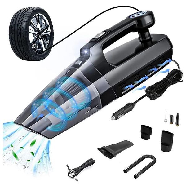 

vacuum cleaner 4 in 1 car tire inflator 6000pa high power suction wet/dry portable