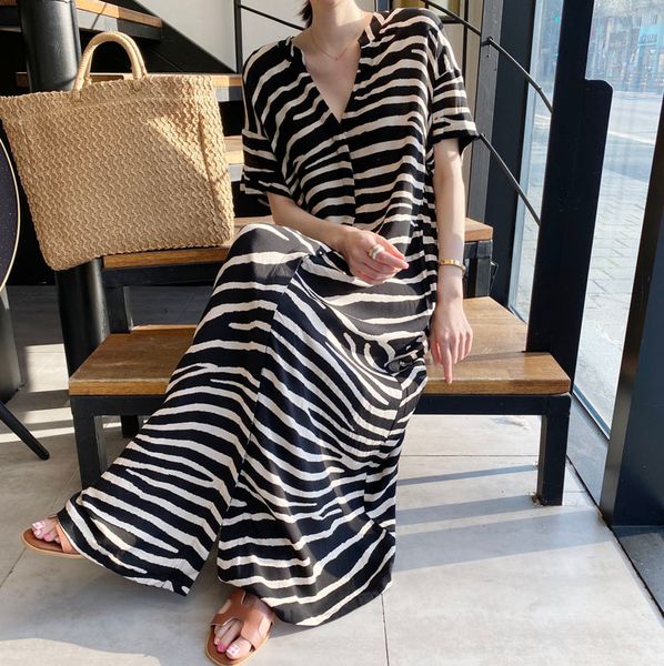 

Zebra women bohemian maxi impression famous fashion v neck party dress t365, Black;gray