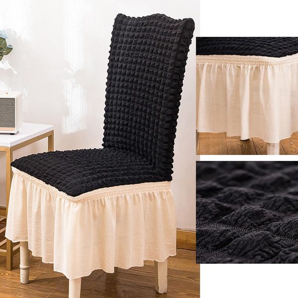 

chair covers elastic two-color stitching lace cover for home wedding banquet party el seersucker skirt seat stretch case