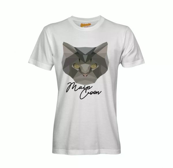 

main coon was t-shirt polygon cat by siviwonder, White;black