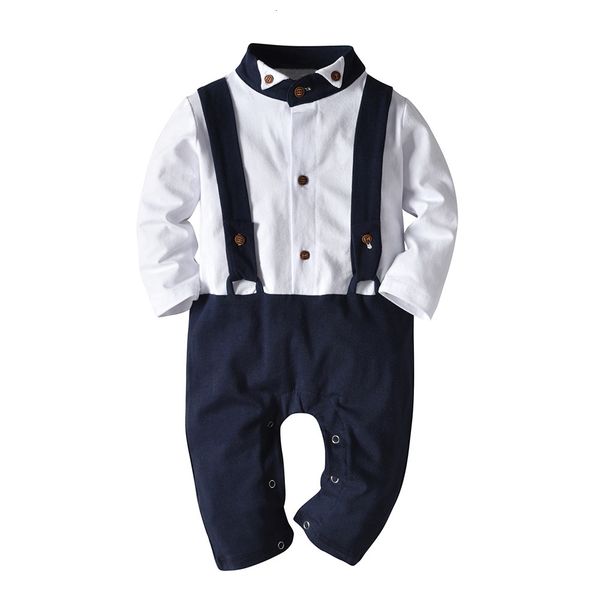 

ins knitted children's wear gentleman's one-piece hatsuit baby, Blue