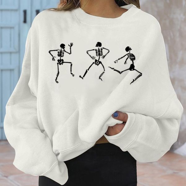 

women's hoodies & sweatshirts skull print oversized hoodie women long sleeve pullover y2k harajuku streetwear loose hoddies sudaderas c, Black