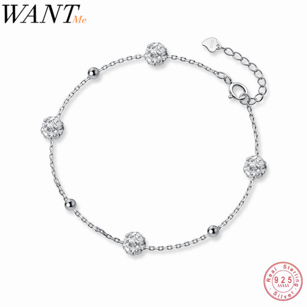 

luxury pave cz ball bead bracelet for women genuine 925 sterling silver princess wedding jewelry gift 2021 link, chain, Black