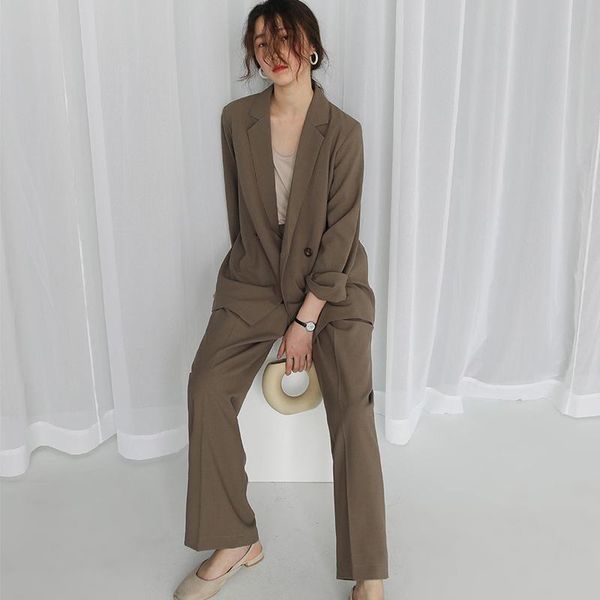 

women's two piece pants office wear blazer clothing ladies suits jacket business high-end women leisure suit sets, White