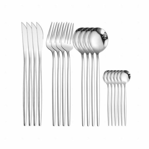 

dinnerware sets kitchen flatware set stainless steel cutlery silver forks knives spoons 16 pieces drop