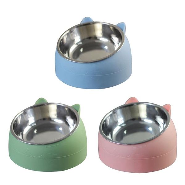 

cat bowls & feeders 200ml no harmful substances stainless steel mini blue/ green/pink and dog water bowl 15 degree tilt design