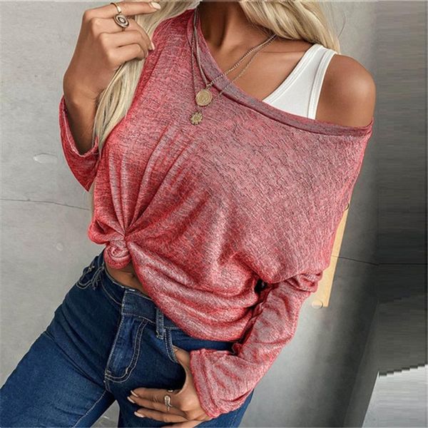 

women's blouses & shirts shirt women off shoulder solid loose 2021 trendy casual ladies long sleeves woman blusas de Ã±iÃ±a, White