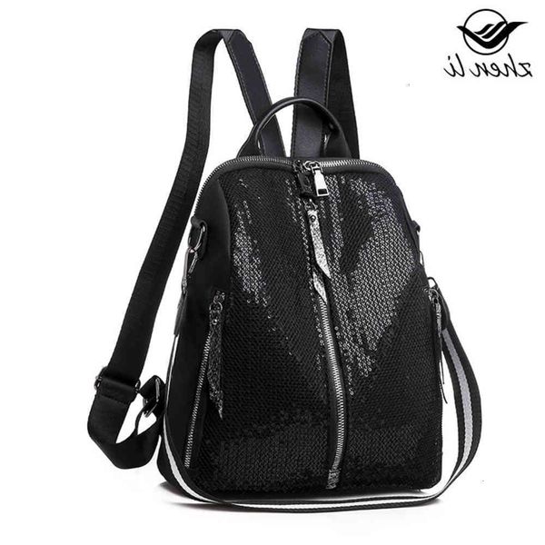 

zhenli2021 backpack women's sequin soft face oxford korean backpack