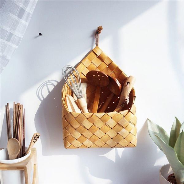 

storage baskets wall hanging natural wicker flower basket pot rattan home garden decoration container