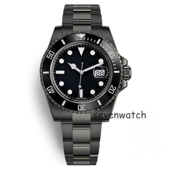 

factory automatic mechanical bbg mariner 40mm watch sapphire glass ceramic bezel date 904 stainless steel all black style 116610 mens, Slivery;brown