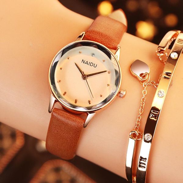 

wristwatches ladies watch fashion women wrist watches leather wristwatch simple rhinestone designer quartz crystal clock, Slivery;brown