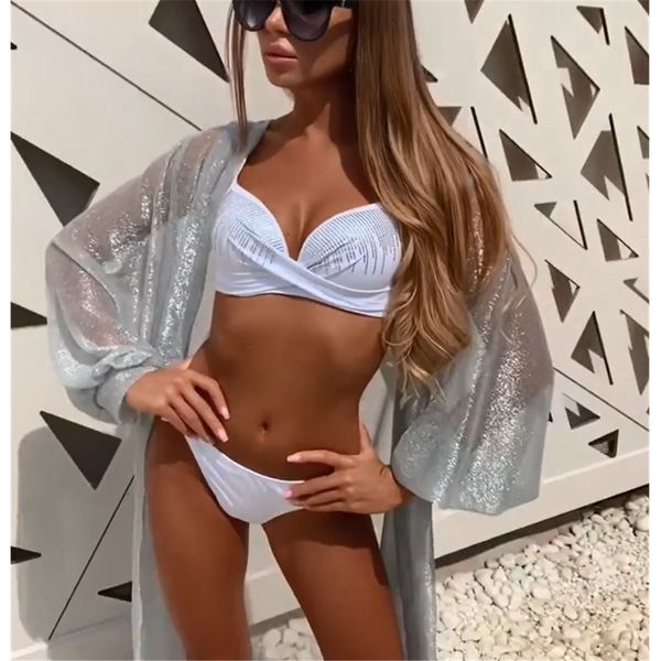 

new 2021 sequins push up bikini female swimsuit women swimwear two-pieces bikini set bra up bather bathing suit k2041
