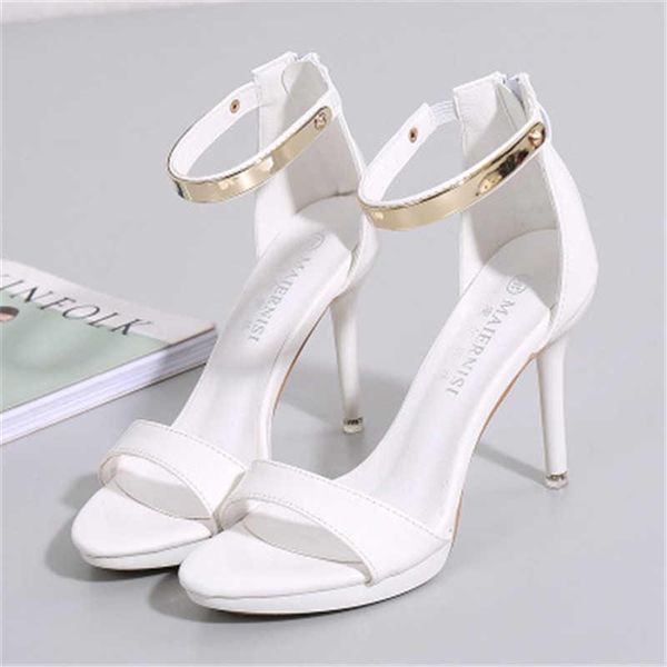 

sandals eu 35-44 summer woman ankle strap fashion open toe silk buckle 10cm thin high heel shoes female dress stilettos, Black