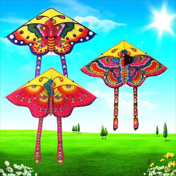 

90*50 cm outdoor easy flying butterfly kite and winder board string wholesale kids toy game