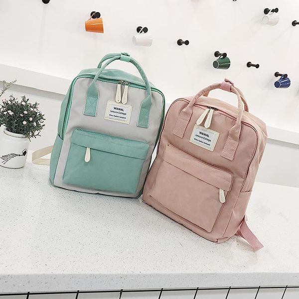 

backpack 2021 summer preppy style patchwork zipper women canvas backpacks female students casual school bags shoulder