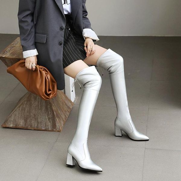 

boots thick high heel long over the knee women's winter round spring autumn shoes woman black brown