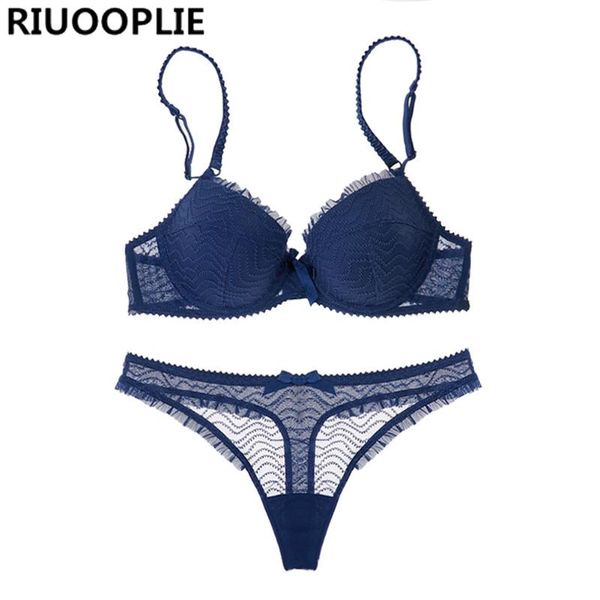 

bras sets riuooplie fashion lace blue bra set women plus size push up underwear and thong breathable adjustable shoulder strap, Red;black