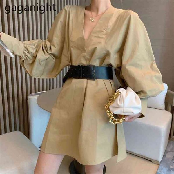 

women vintage sashes a-line mini dress long sleeve v neck solid casual elegant es spring fashion 210601, Black;gray