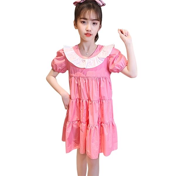 

dress for girls patchwork casual style children es summer costume 6 8 10 12 14 210528, Red;yellow