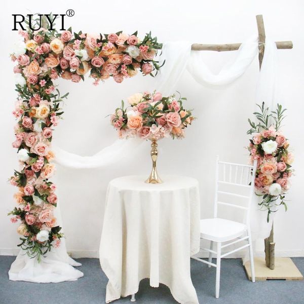 

wedding arch decor props silk rose artificial flower arrangement row party stage background fake craft decorative flowers & wreaths