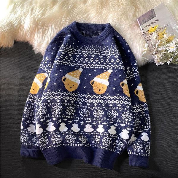 

men's sweaters men women sweater autumn casual cartoon printed pullovers lazy style o-neck harajuku neutral couple christmas, White;black