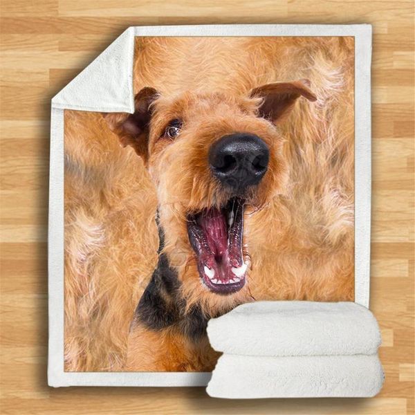 

blankets airedale terrier cozy premium fleece blanket 3d printed sherpa on bed home textiles