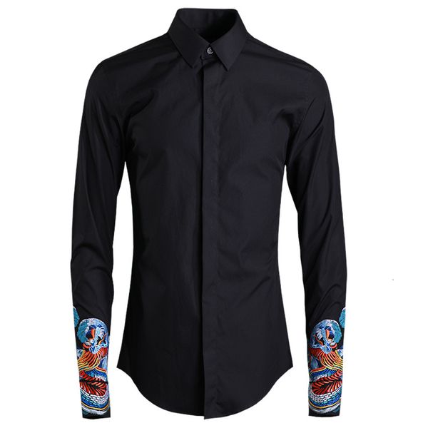 

tee polo shirt men luxury style embroidered sleeves chinese dragon mens shirts casual slim fit camisa masculina, White;black