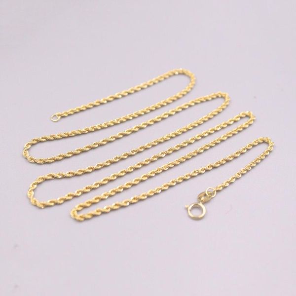 

chains fine solid 18k yellow gold chain woman luck rope link necklace 19.6inch 1.6mmw 1.7-1.9g, Silver