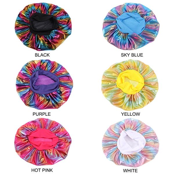 

laser pattern bonnet with wide elastic band night sleep cap hair care chemo cap soft headcover party hip hop headwear, Blue;gray